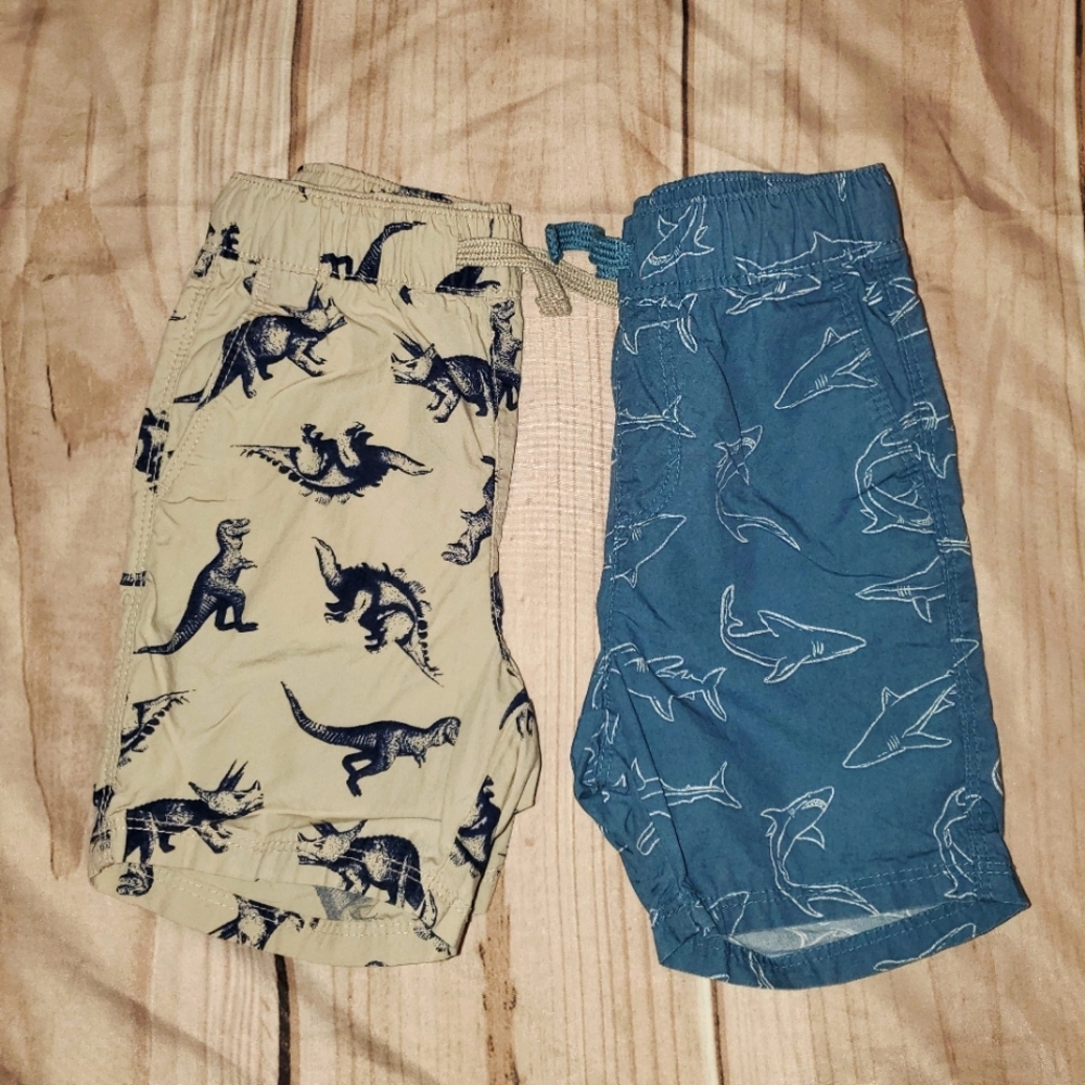 Kids Dinosaur and Shark Print Shorts Set